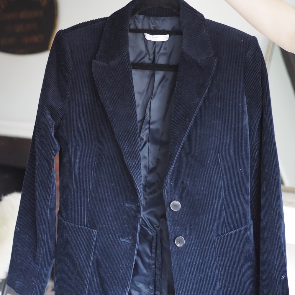 MANGO dark blue suede blazer